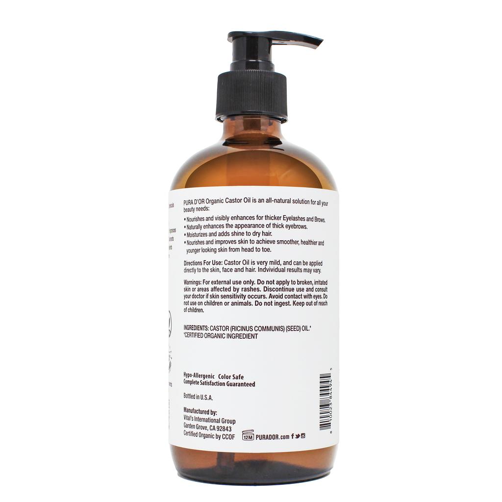 Organic Castor Oil 16.9 oz - Glass Bottle
