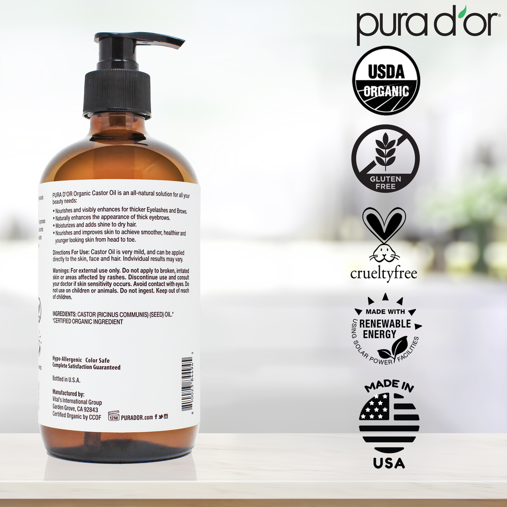 Organic Castor Oil 16.9 oz - Glass Bottle