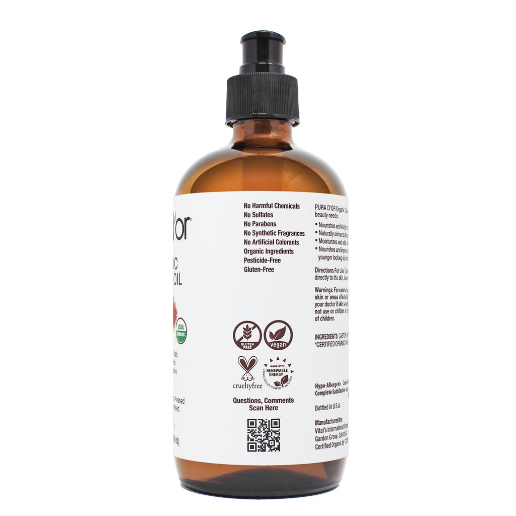 Organic Castor Oil 16.9 oz - Glass Bottle