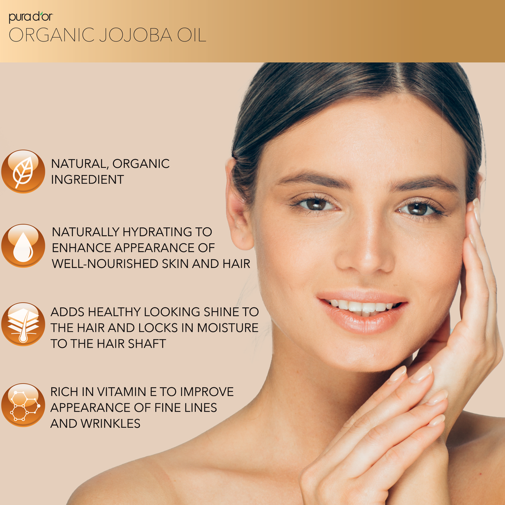 Organic Jojoba Oil - 100% Pure and Natural 16.9oz - Glass Bottle