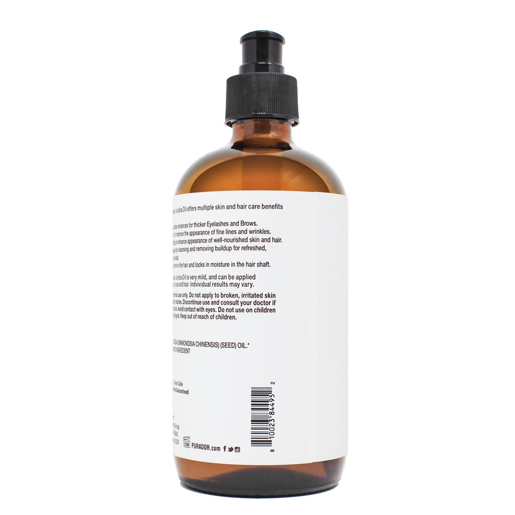 Organic Jojoba Oil - 100% Pure and Natural 16.9oz - Glass Bottle