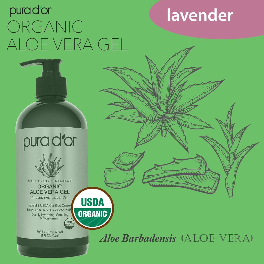 Healing Organic Aloe Vera Gel - Lavender 16 oz (Packaging may vary)