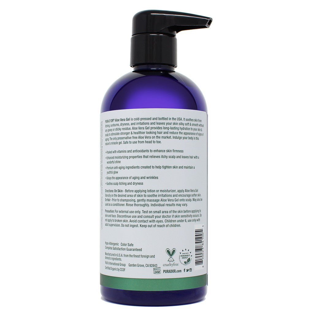 Healing Organic Aloe Vera Gel - Unscented 16oz