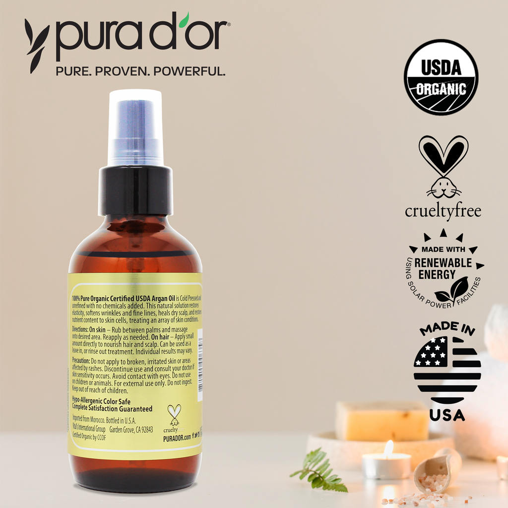 Pure Cold Pressed Organic Argan Oil Gold 4 oz