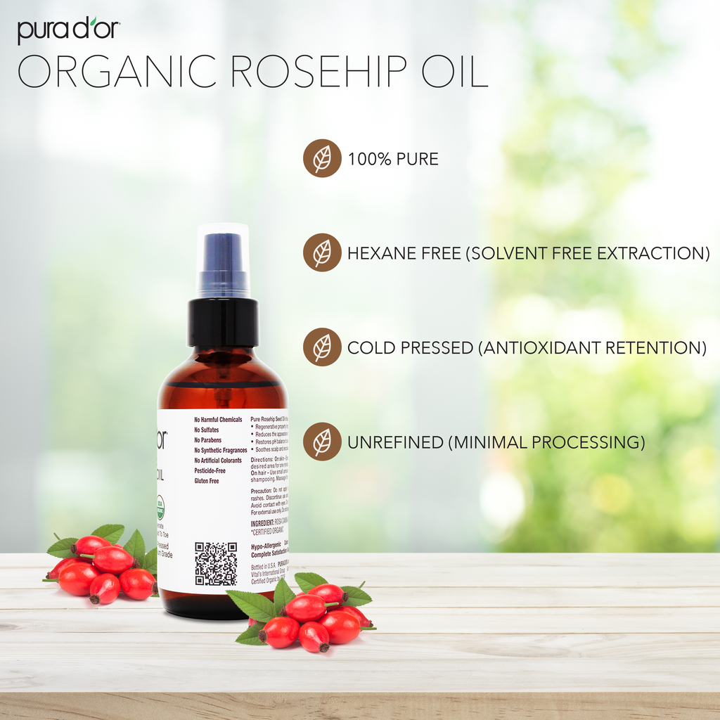 USDA Natural Organic 100% Rosehip Oil Hair Relaxer Skin Rejuvenator 4 oz