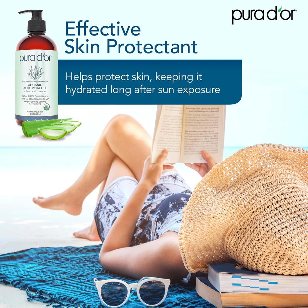 Organic Aloe Vera Gel - Lavender 16 oz (Packaging may vary)