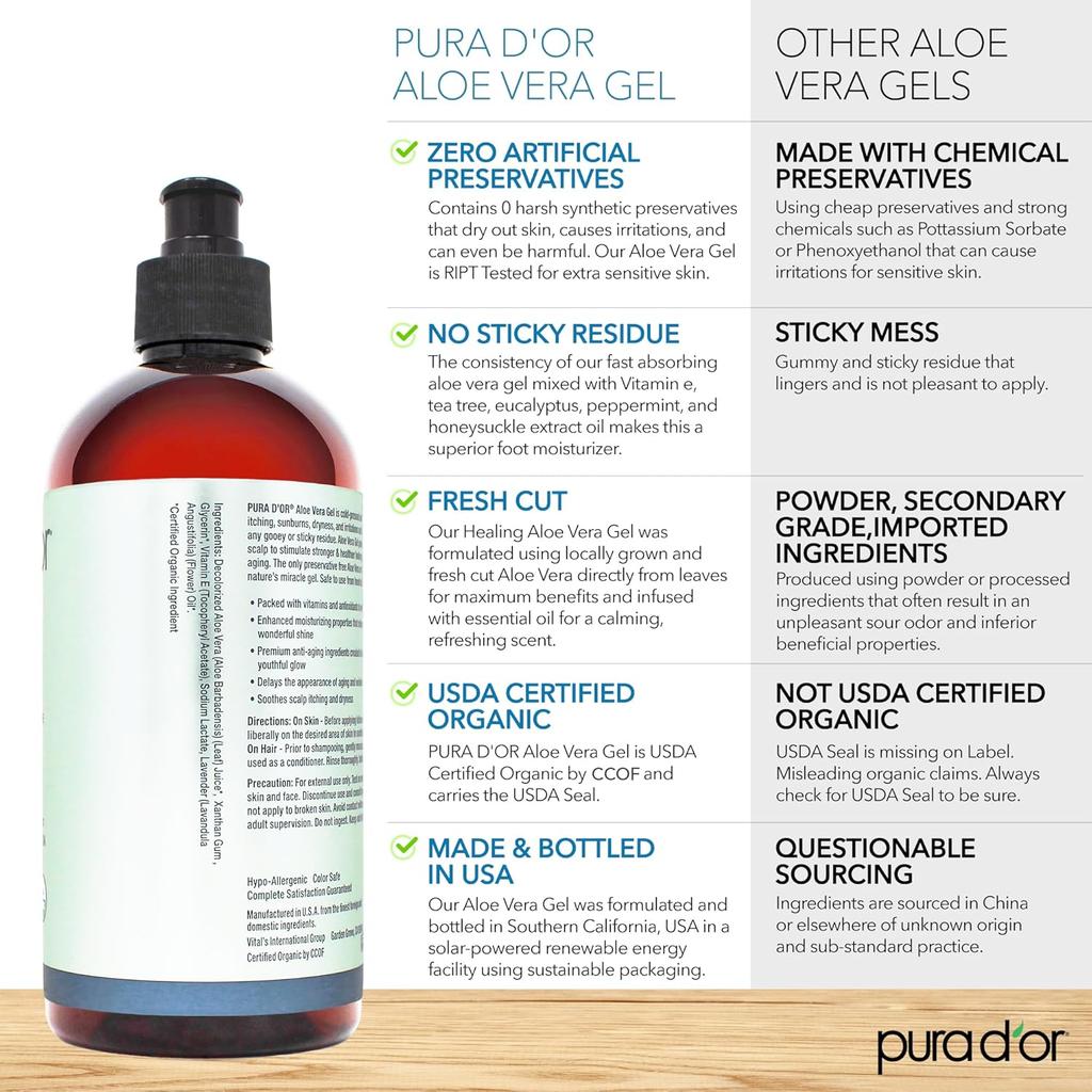 Organic Aloe Vera Gel - Lavender 16 oz (Packaging may vary)