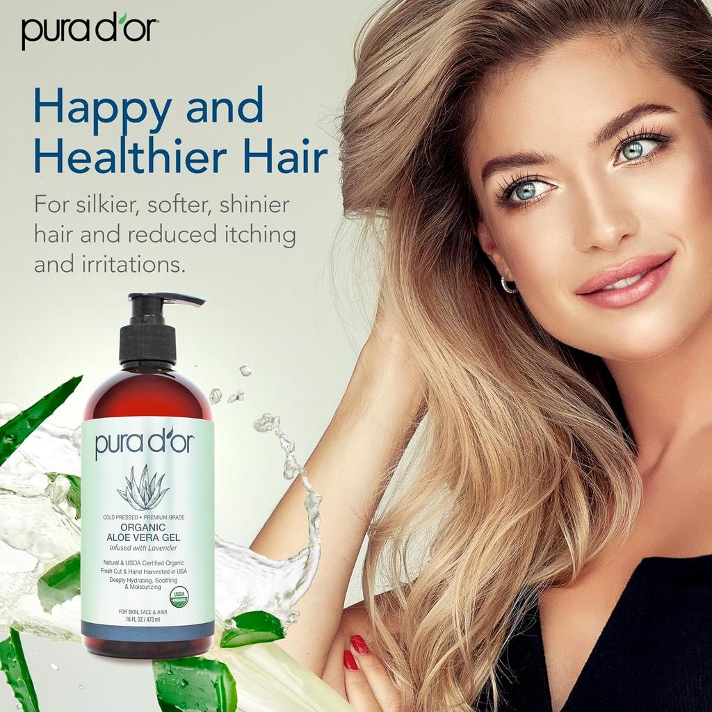 Organic Aloe Vera Gel - Lavender 16 oz (Packaging may vary)