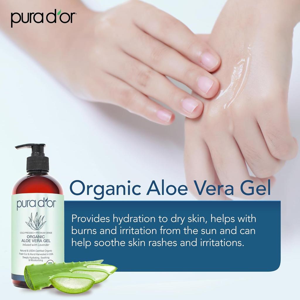 Organic Aloe Vera Gel - Lavender 16 oz (Packaging may vary)