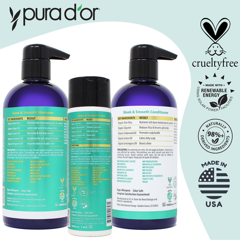 Sleek & Smooth Shampoo, Conditioner and Cream Set
