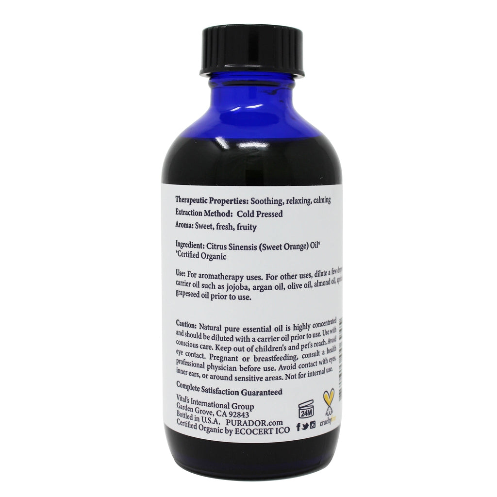 USDA Pure Organic Sweet Orange Therapeutic Grade Essential Oil 4 oz