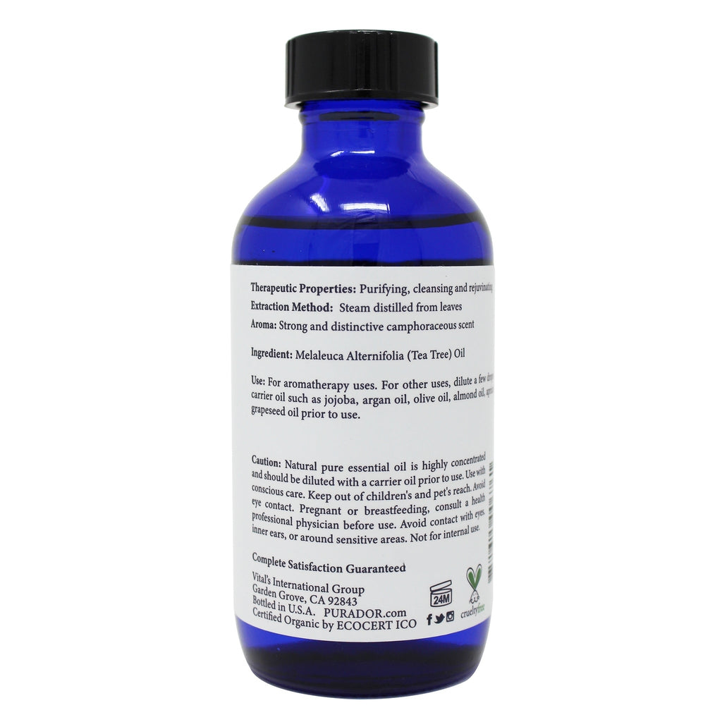 Tea Tree Essential Oil - USDA Organic, 100% Pure, Natural, Therapeutic Grade 4 oz