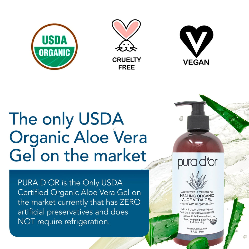 Healing Organic Aloe Vera Gel - Bergamot Lime 16oz (Packaging may vary)