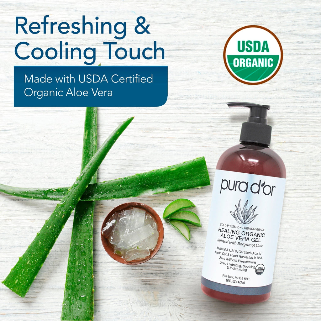 Healing Organic Aloe Vera Gel - Bergamot Lime 16oz (Packaging may vary)