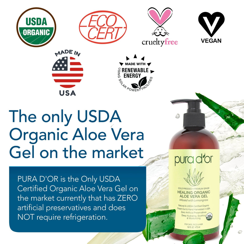 Healing Organic Aloe Vera Gel - Lemongrass 16 oz (Packaging may vary)