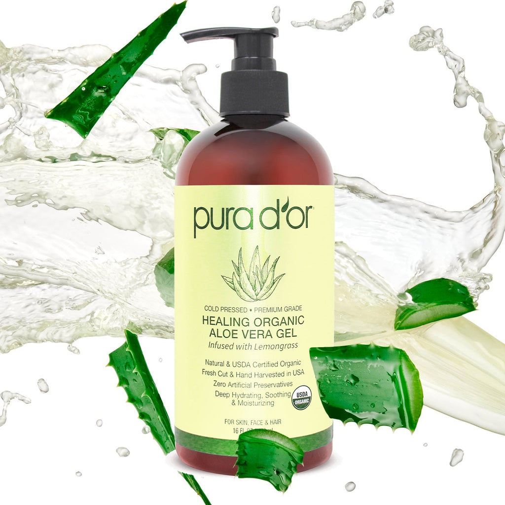 Healing Organic Aloe Vera Gel - Lemongrass 16 oz (Packaging may vary)