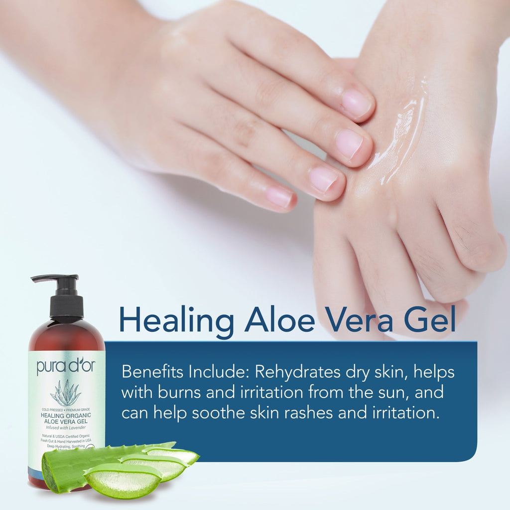 Healing Organic Aloe Vera Gel - Lavender 16 oz (Packaging may vary)