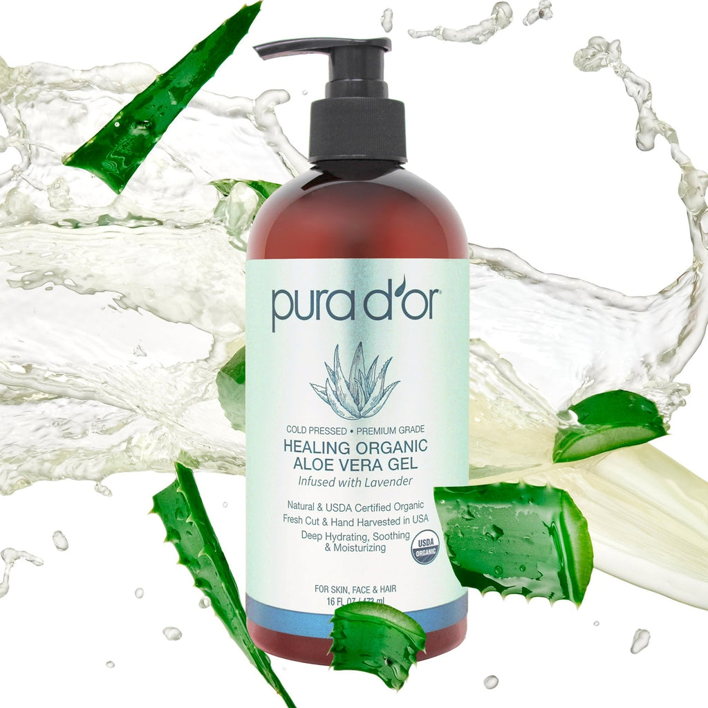 Healing Organic Aloe Vera Gel - Lavender 16 oz (Packaging may vary)