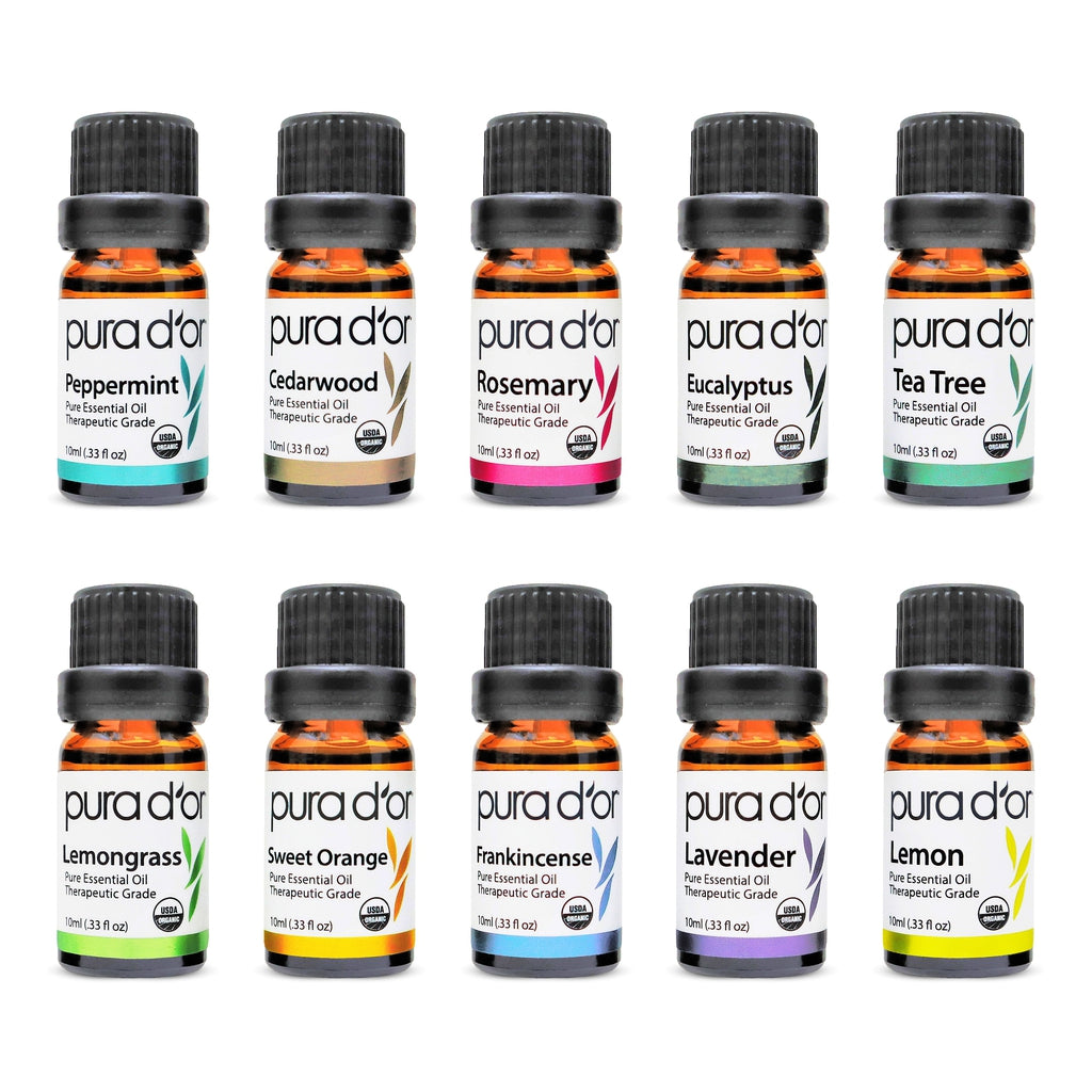 Perfect 10 Essential Oil Set - USDA Organic, 100% Pure, Natural, Therapeutic Grade 10 ml