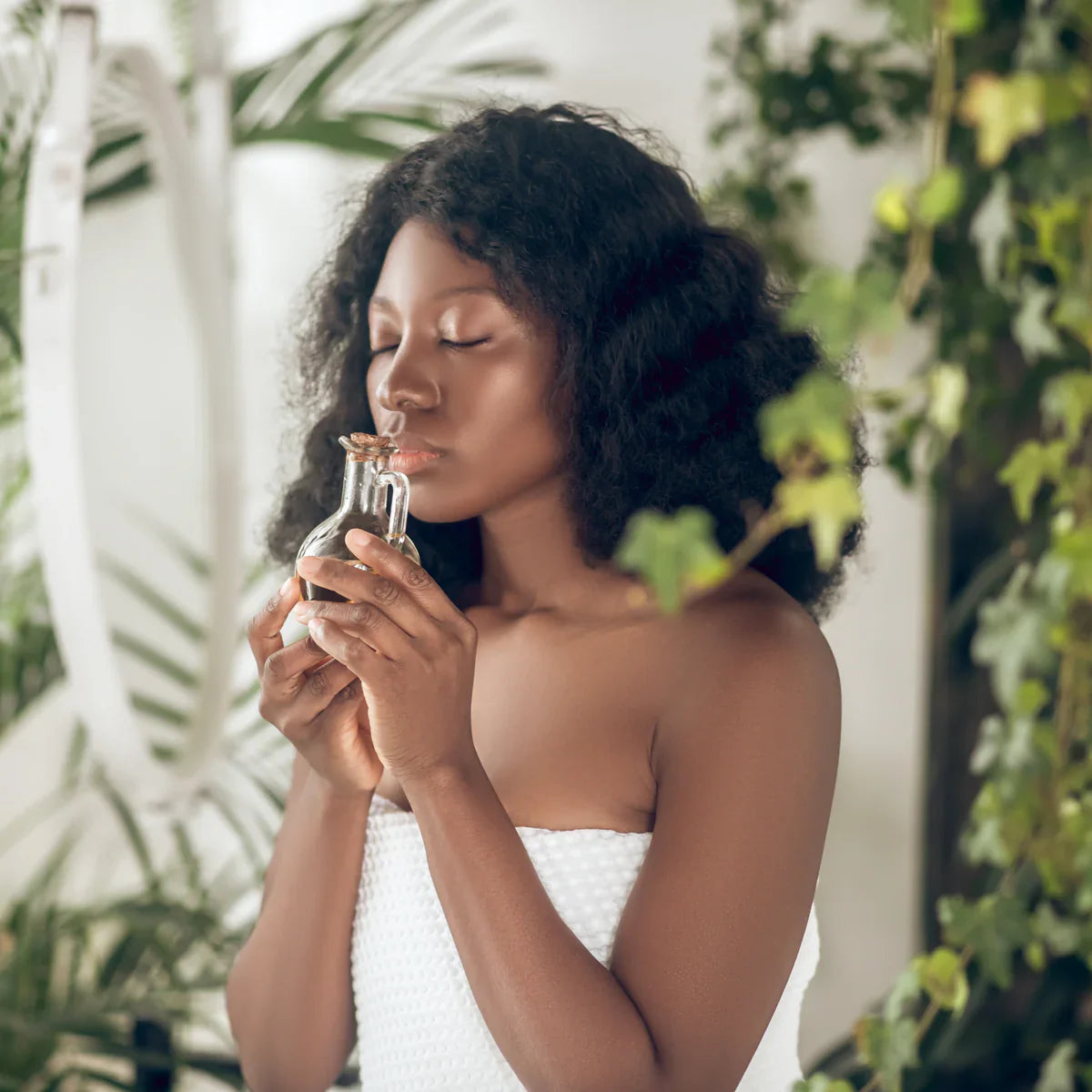 Women smelling essential oil