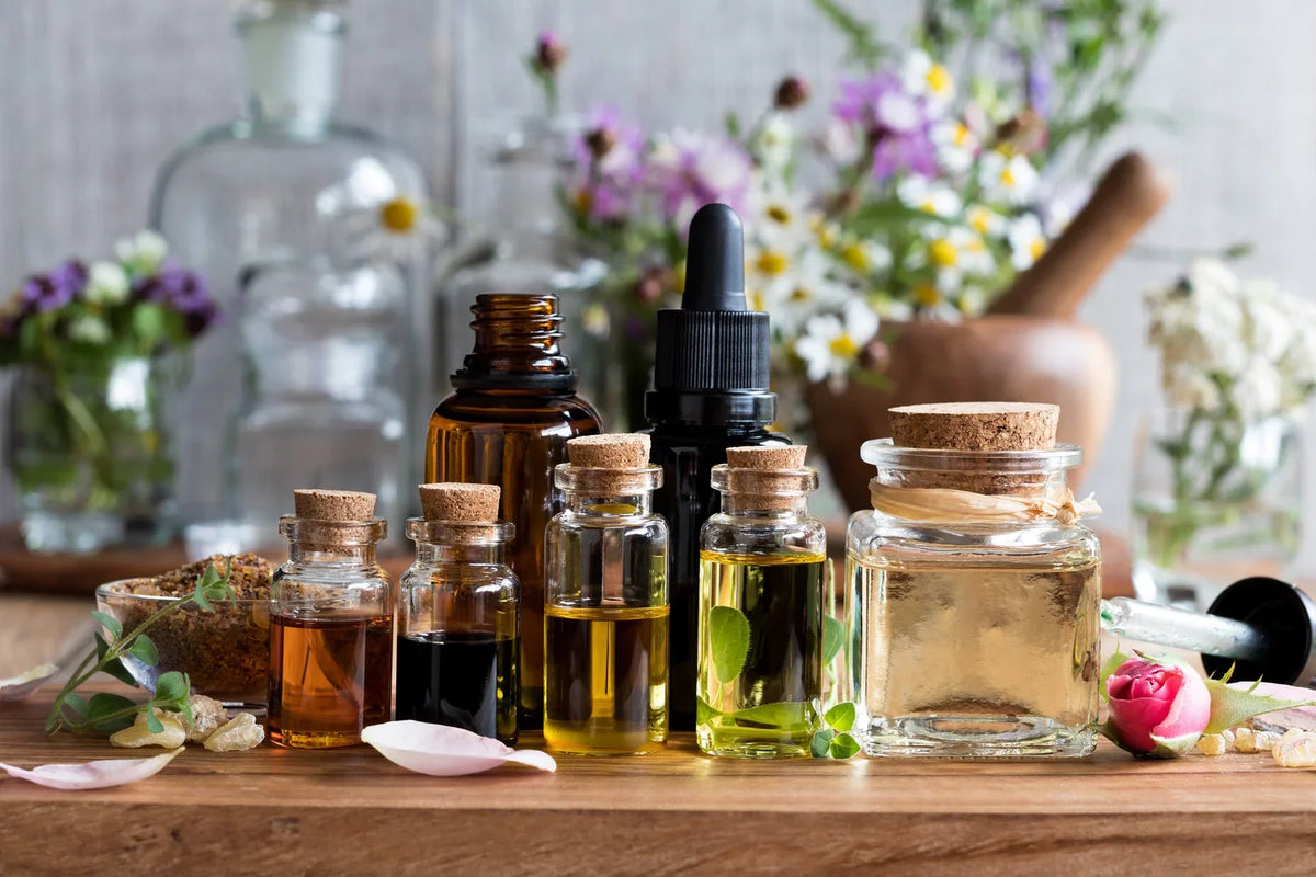 Essential Oils bottles showing
