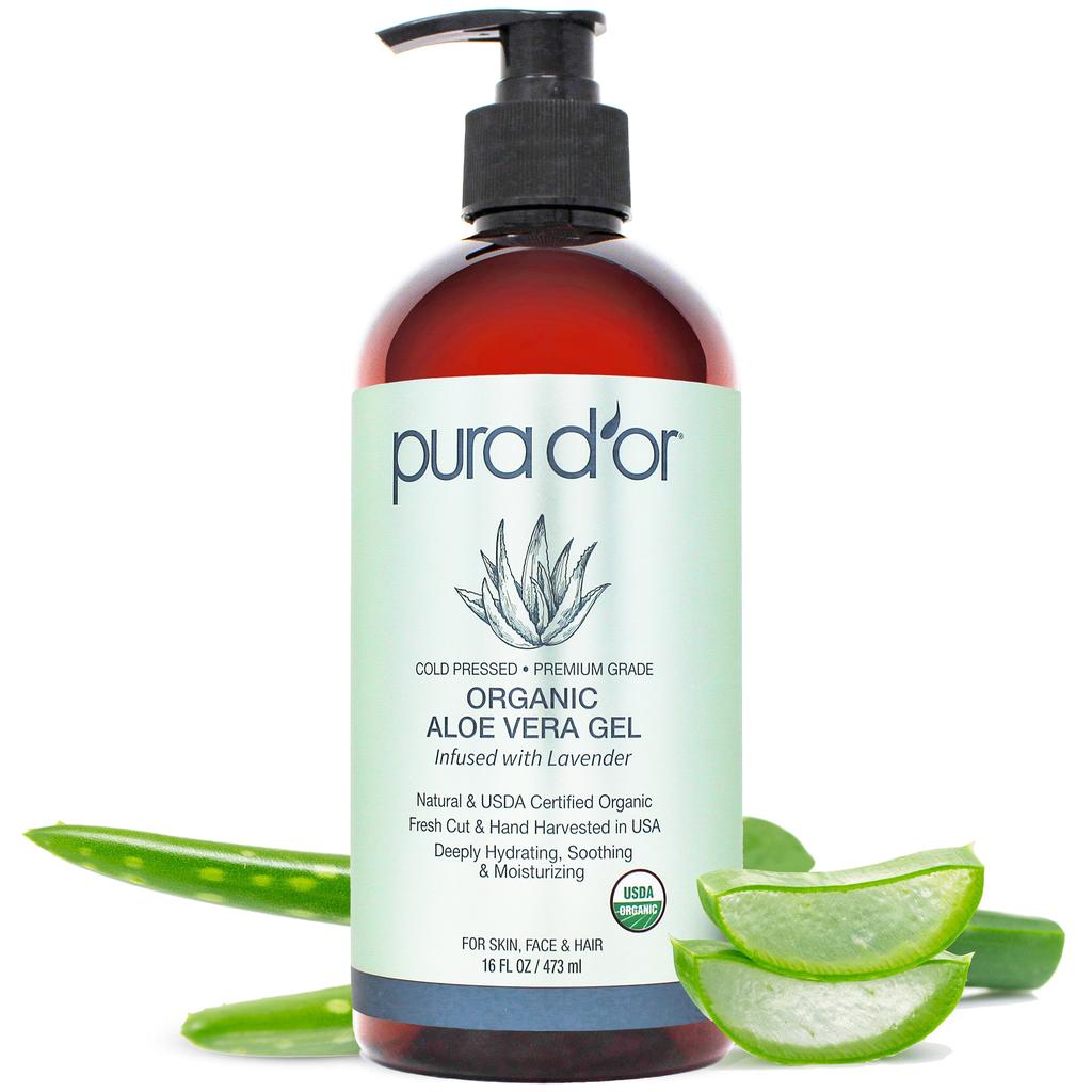 Organic Aloe Vera Gel - Lavender 16 oz (Packaging may vary)  PURA D'OR
