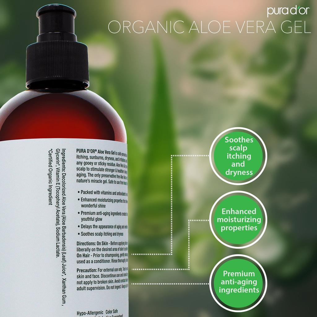 Organic Aloe Vera Gel - Unscented 16oz  PURA D'OR