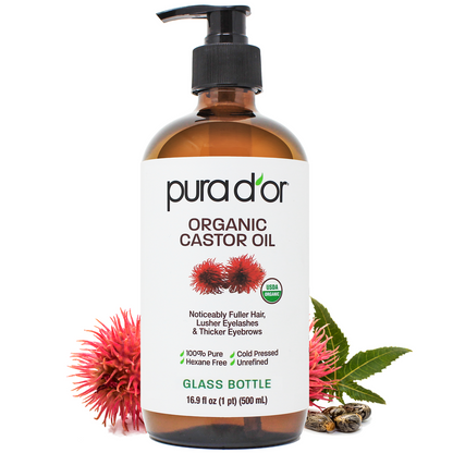 Organic Castor Oil 16.9 oz - Glass Bottle