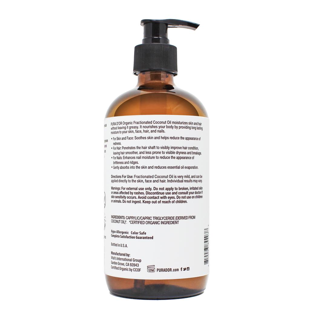 Organic Fractionated Coconut Oil 16.9oz - Glass Bottle