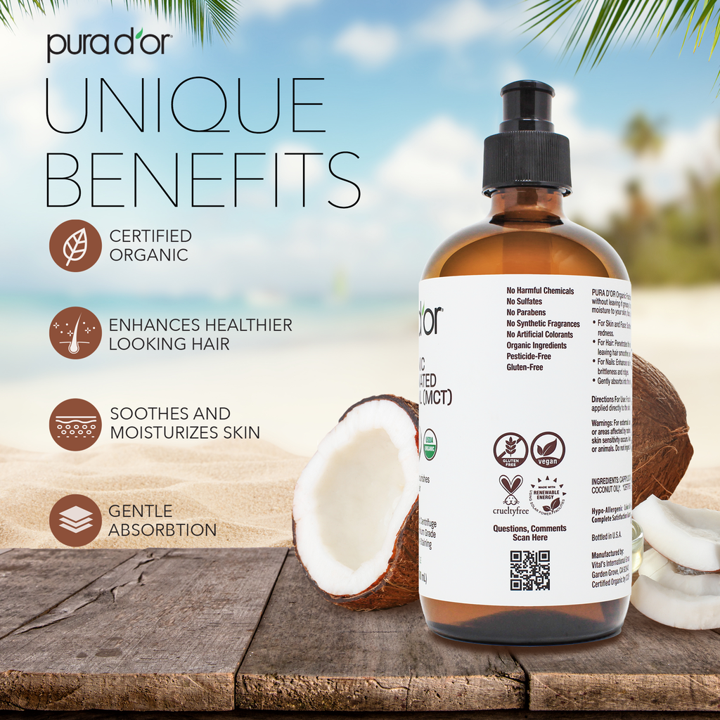 Organic Fractionated Coconut Oil 16.9oz - Glass Bottle