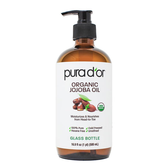 Organic Jojoba Oil - 100% Pure and Natural 16.9oz - Glass Bottle