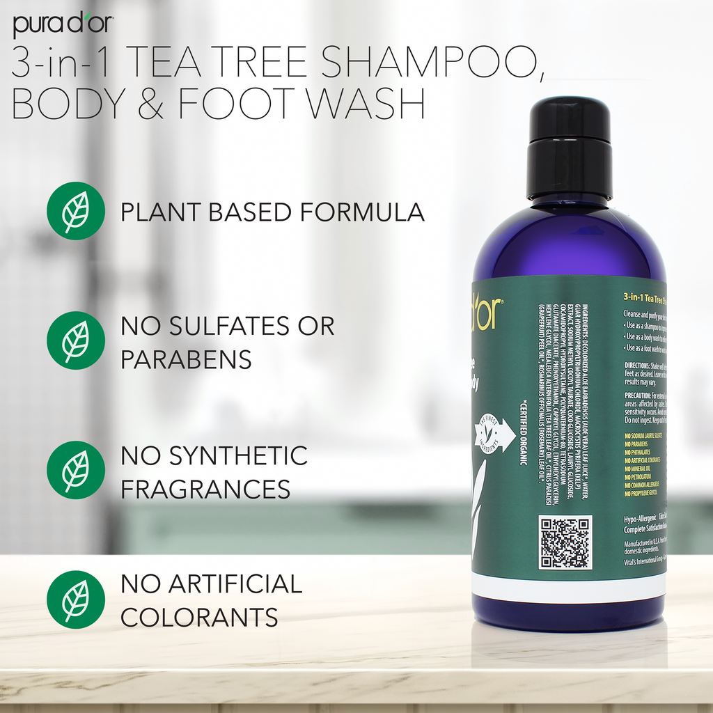 3-in-1 Tea Tree Shampoo, Body & Foot Wash 16oz