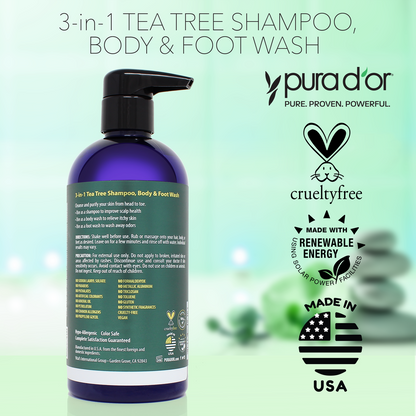 3-in-1 Tea Tree Shampoo, Body & Foot Wash 16oz