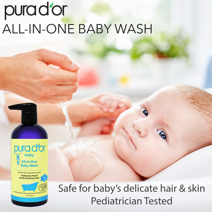 PURA D’OR All-in-One Baby Wash 16 oz ( tear-free formula )