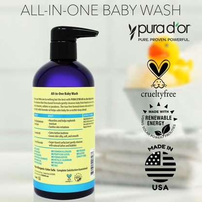 PURA D’OR All-in-One Baby Wash 16 oz ( tear-free formula )