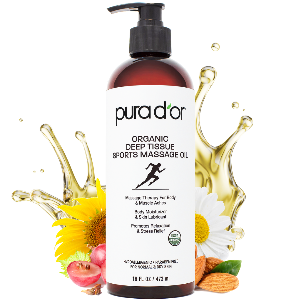 Organic Deep Tissue Sports Massage Oil 16 oz PURA D'OR Organic Deep Tissue Sports Massage Oil 16 oz PURA D'OR