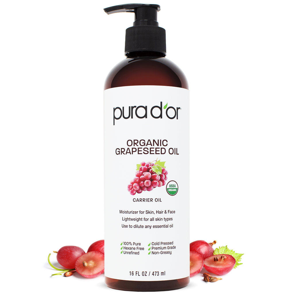 Organic Grapeseed Oil 16 oz PURA D'OR Organic Grapeseed Oil 16 oz PURA D'OR