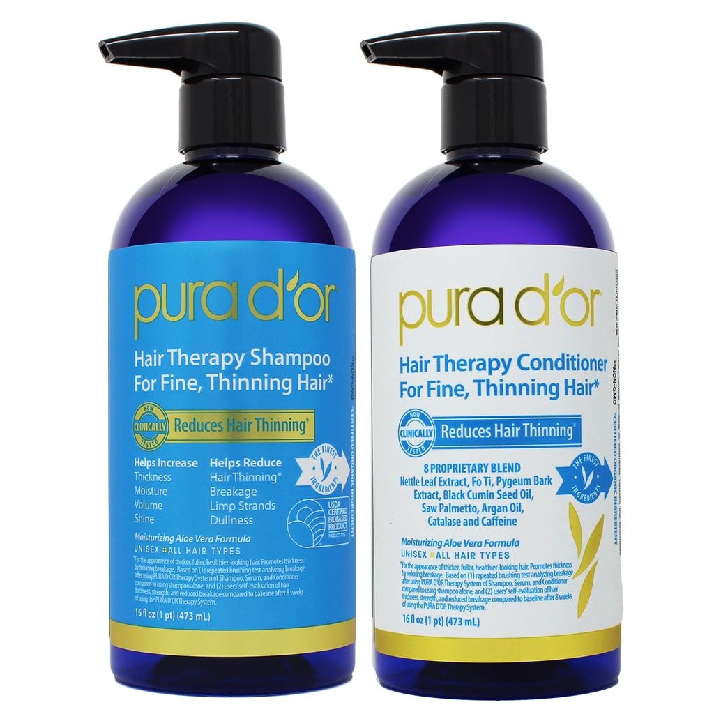 Hair Thinning Shampoo Therapy Shampoo and Conditioner Original Scent – PURA  D'OR