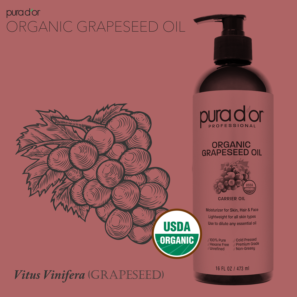 Organic Grapeseed Oil 16 oz PURA D'OR Organic Grapeseed Oil 16 oz PURA D'OR