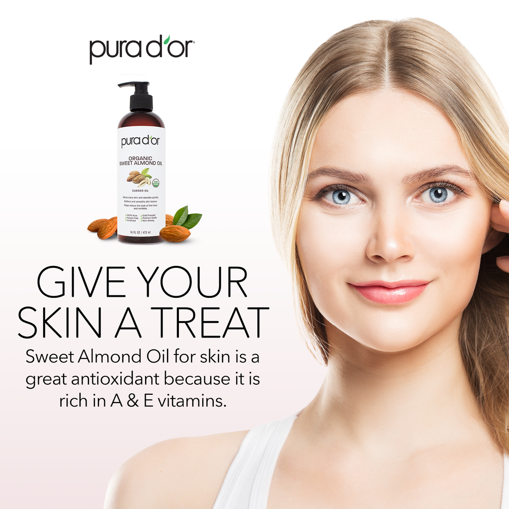 Organic Sweet Almond Oil 16 oz PURA D'OR Organic Sweet Almond Oil 16 oz PURA D'OR