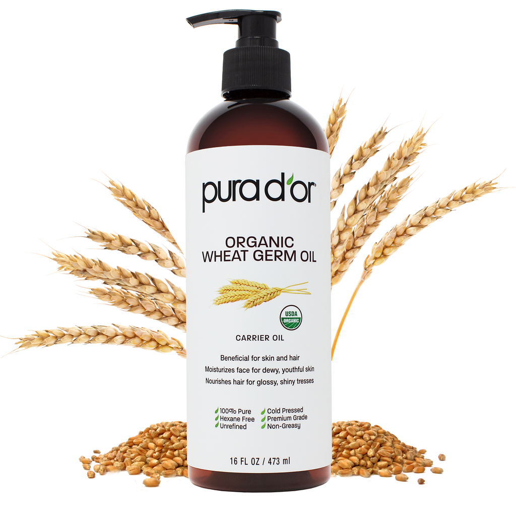H&B Oils Center Organic Unrefined Wheat Germ Oil - Cold Pressed Virgin Carrier Oil 32 Oz
