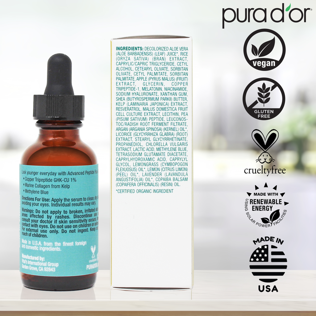 Advanced Peptide Face Serum 1 oz PURA D'OR Advanced Peptide Face Serum 1 oz PURA D'OR