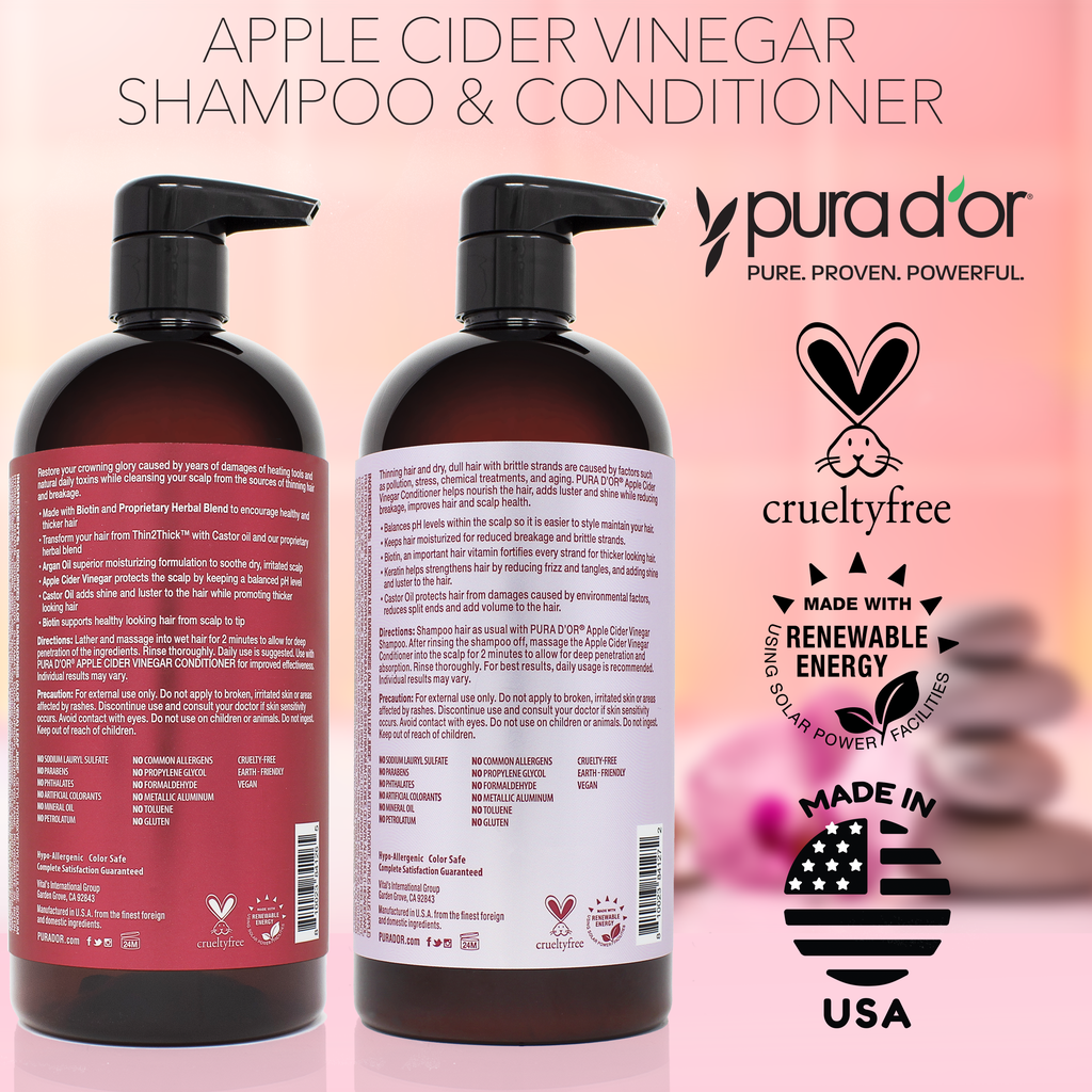 Apple Cider Vinegar Thin2Thick Shampoo and Conditioner Set 24oz