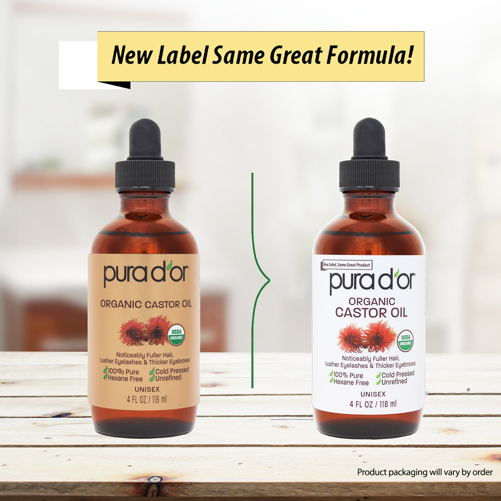Castor Oil Includes 2 Empty Bonus Applicators - 100% Pure USDA Organic PURA D'OR Castor Oil Includes 2 Empty Bonus Applicators - 100% Pure USDA Organic PURA D'OR