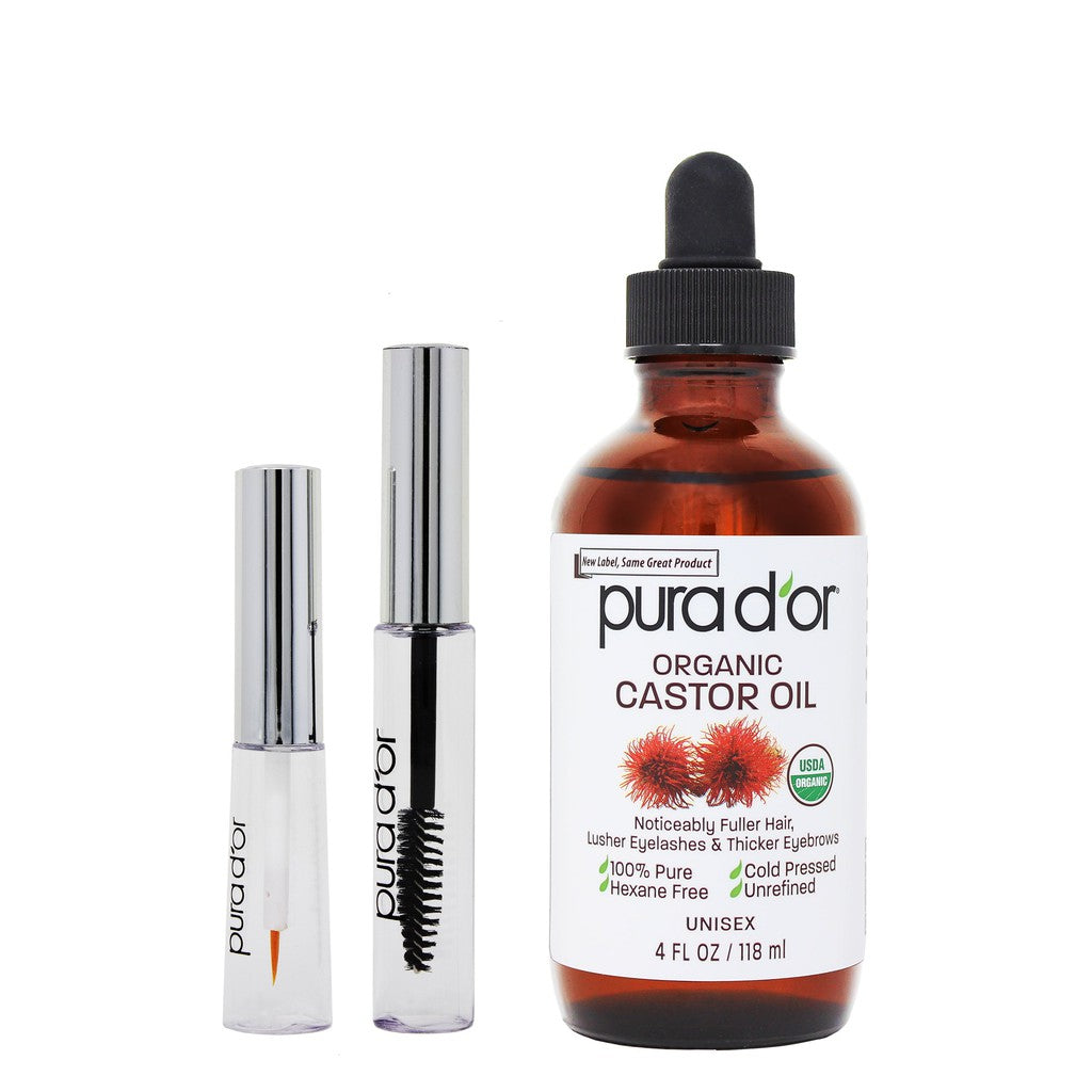 Castor Oil Includes 2 Empty Bonus Applicators - 100% Pure USDA Organic PURA D'OR Castor Oil Includes 2 Empty Bonus Applicators - 100% Pure USDA Organic PURA D'OR