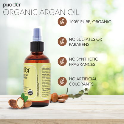 Pure Cold Pressed Organic Argan Oil Gold 4 oz