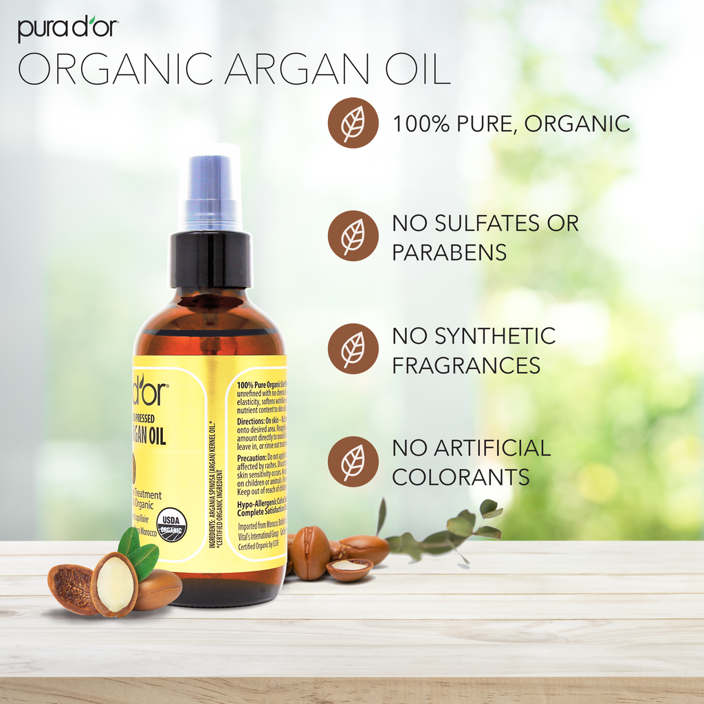 Pure Cold Pressed Organic Argan Oil Gold 4 oz PURA D'OR Pure Cold Pressed Organic Argan Oil Gold 4 oz PURA D'OR