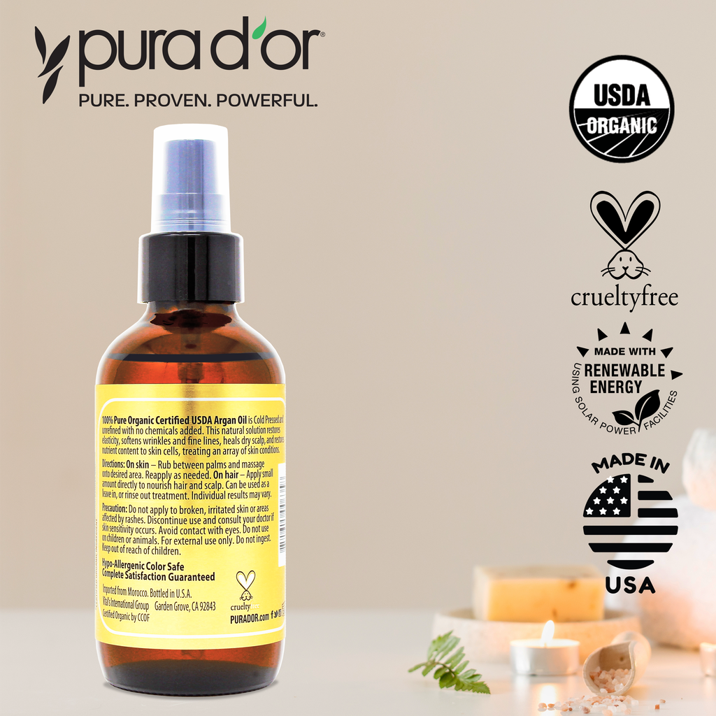 Pure Cold Pressed Organic Argan Oil Gold 4 oz