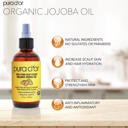 Organic Jojoba Oil - 100% Pure and Natural 4oz