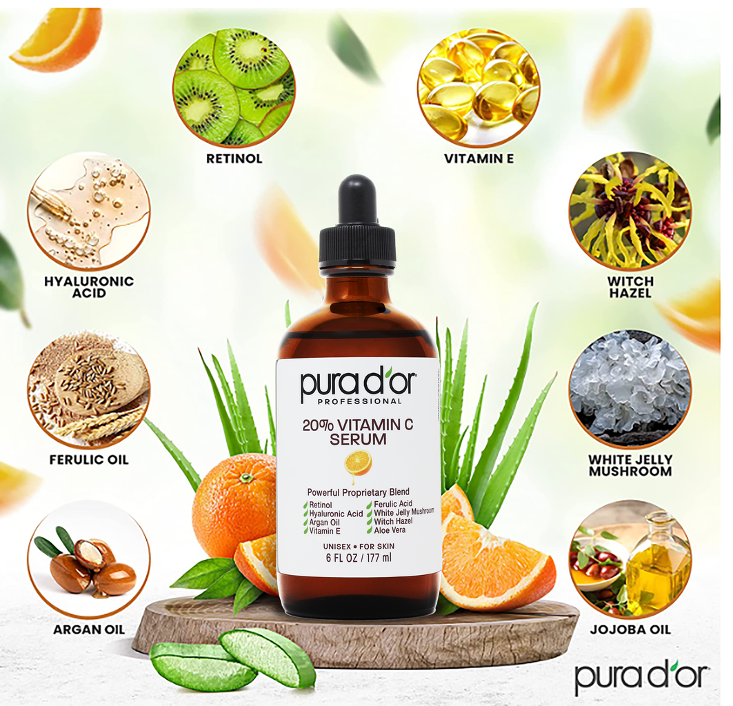 20% Vitamin C Anti-Aging Serum 6oz - Pura D'or – PURA D'OR 20% Vitamin C Anti-Aging Serum 6oz - Pura D'or – PURA D'OR